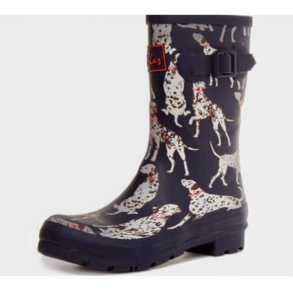 Joules Navy Dalmatian Molly Wellingtons Boots - Picture 4 of 16
